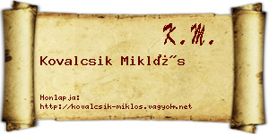 Kovalcsik Miklós névjegykártya