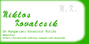 miklos kovalcsik business card